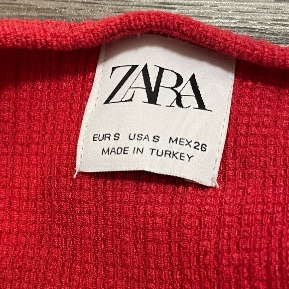 ZARA Women's Red Crochet Knotted Bib Maxi Dress 3/4 Sleeve Sz S - Picture 7 of 10